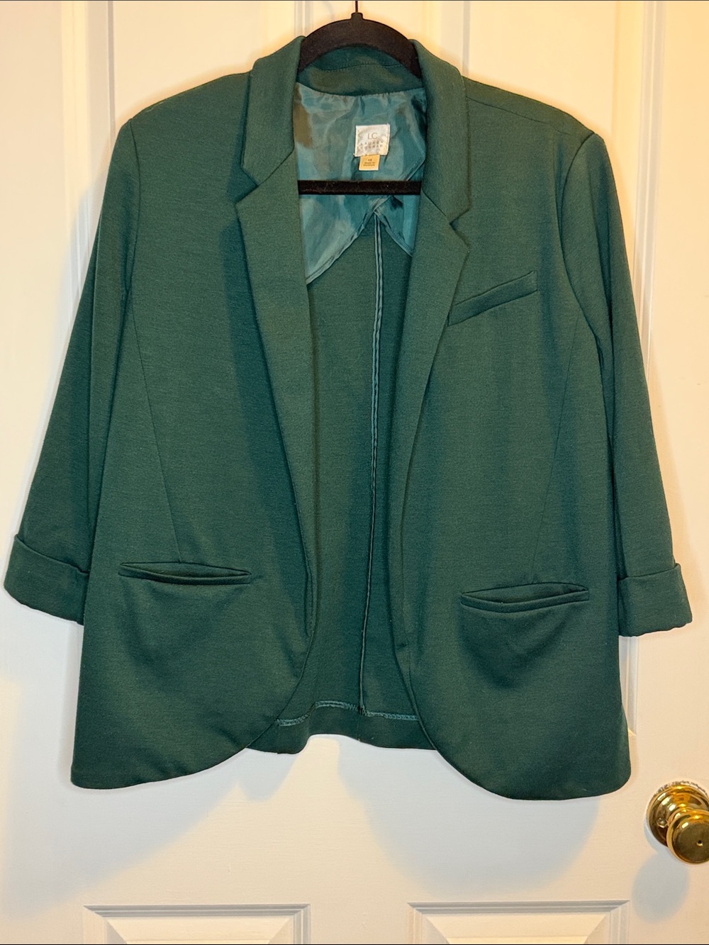 LC Lauren Conrad Deep Green Open-Front Blazer
